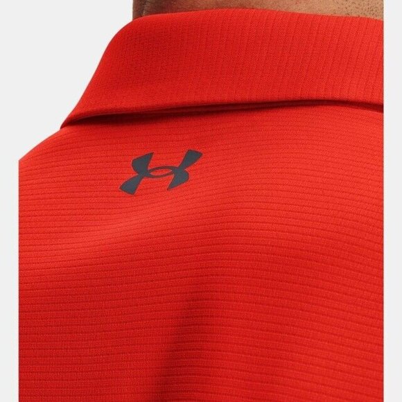 Under Armour Men's Tech Golf Polo Shirt Size 4XLT Neon Orange Heatgear NWT - Picture 4 of 6